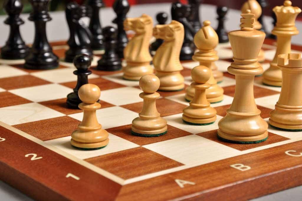 The Library Grandmaster Chess Set, Box, and Board Combination