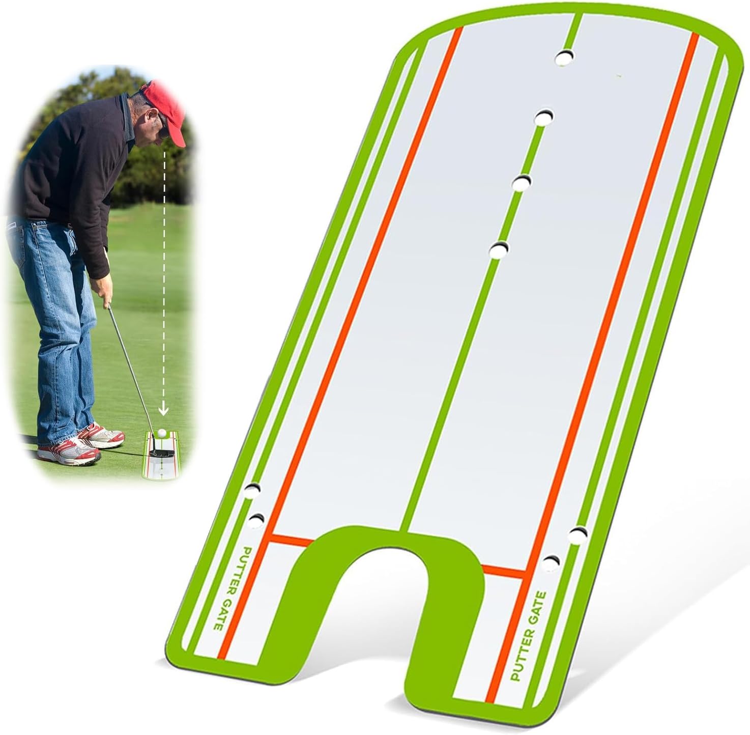 Azonee Golf Putting Alignment Mirror, , Portable Golf Putting Training Aid, for Beginners Golf Putting Practice, Effective Putting Aid, Professional Golf Training Equipment