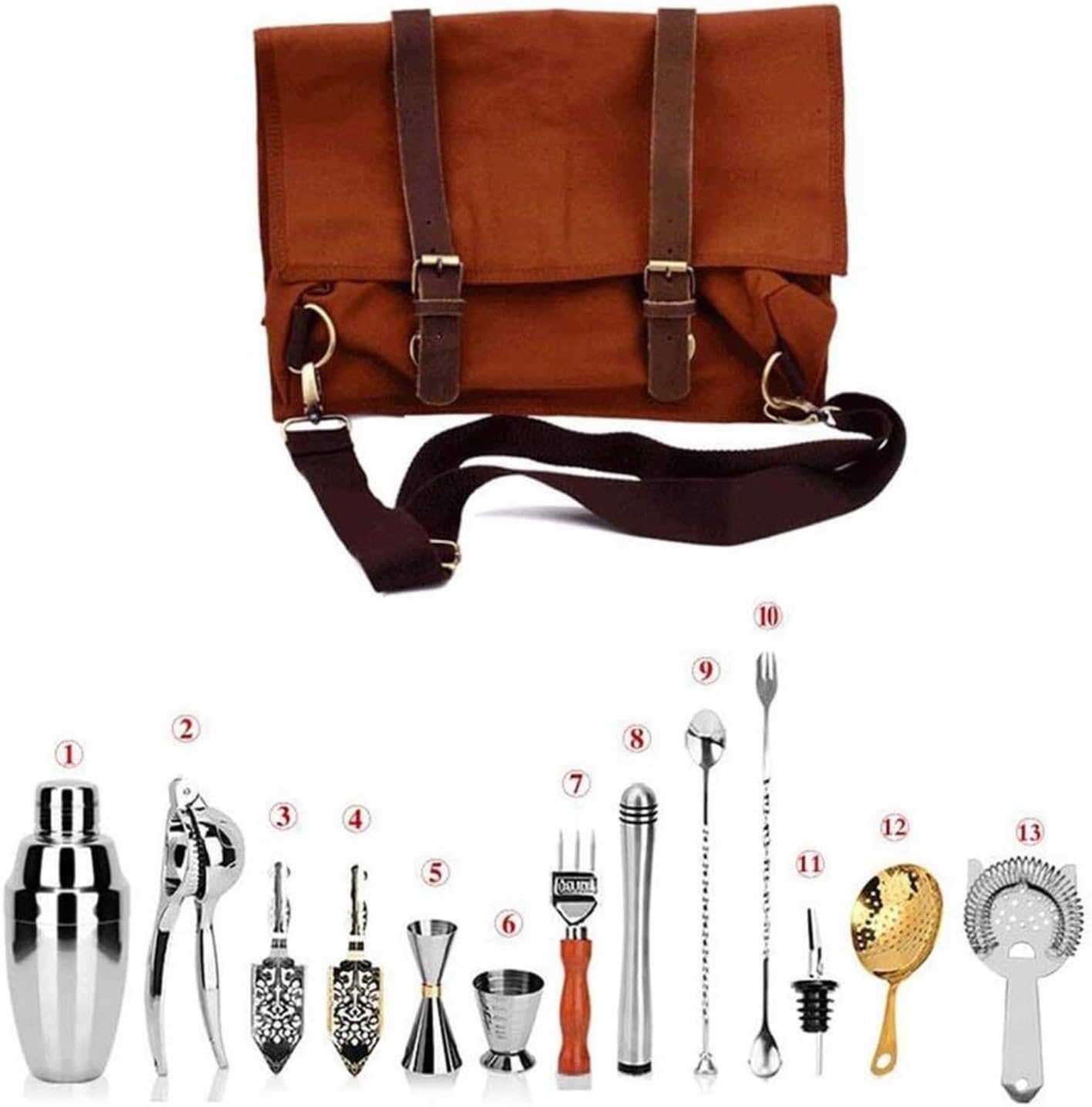 Coctelera de Cóctel,Barman 13 Uds. Kit De Camareros, Juego Cócteles, Herramientas Modernas para Hacer con Bolsa Amantes de Los Cócteles