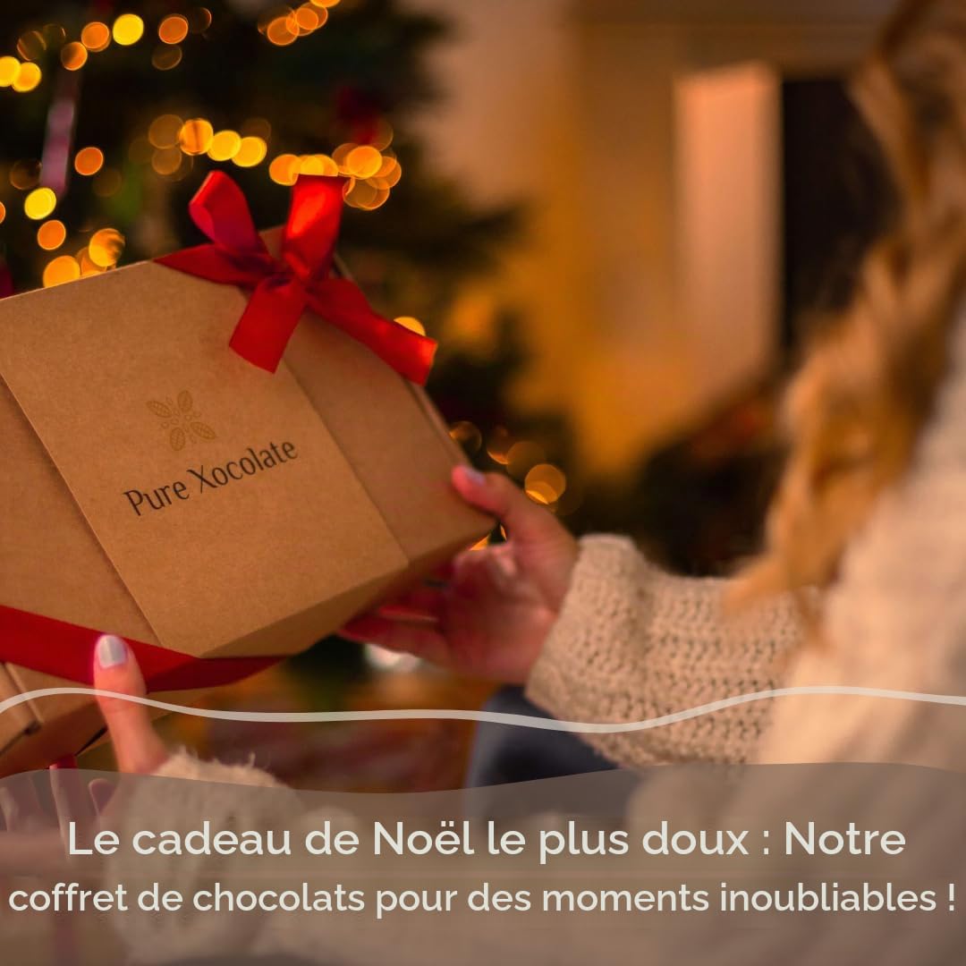 Pure Xocolate Coffret DIY Chocolat - Tablettes de Chocolat Maison - Inclus : Garnitures, Sirop d'Agave, 1 Moule Silicone, Thermomètre, Bol, Spatule - Vegan, Pauvre en Sucre, Sans Gluten ni Lactose