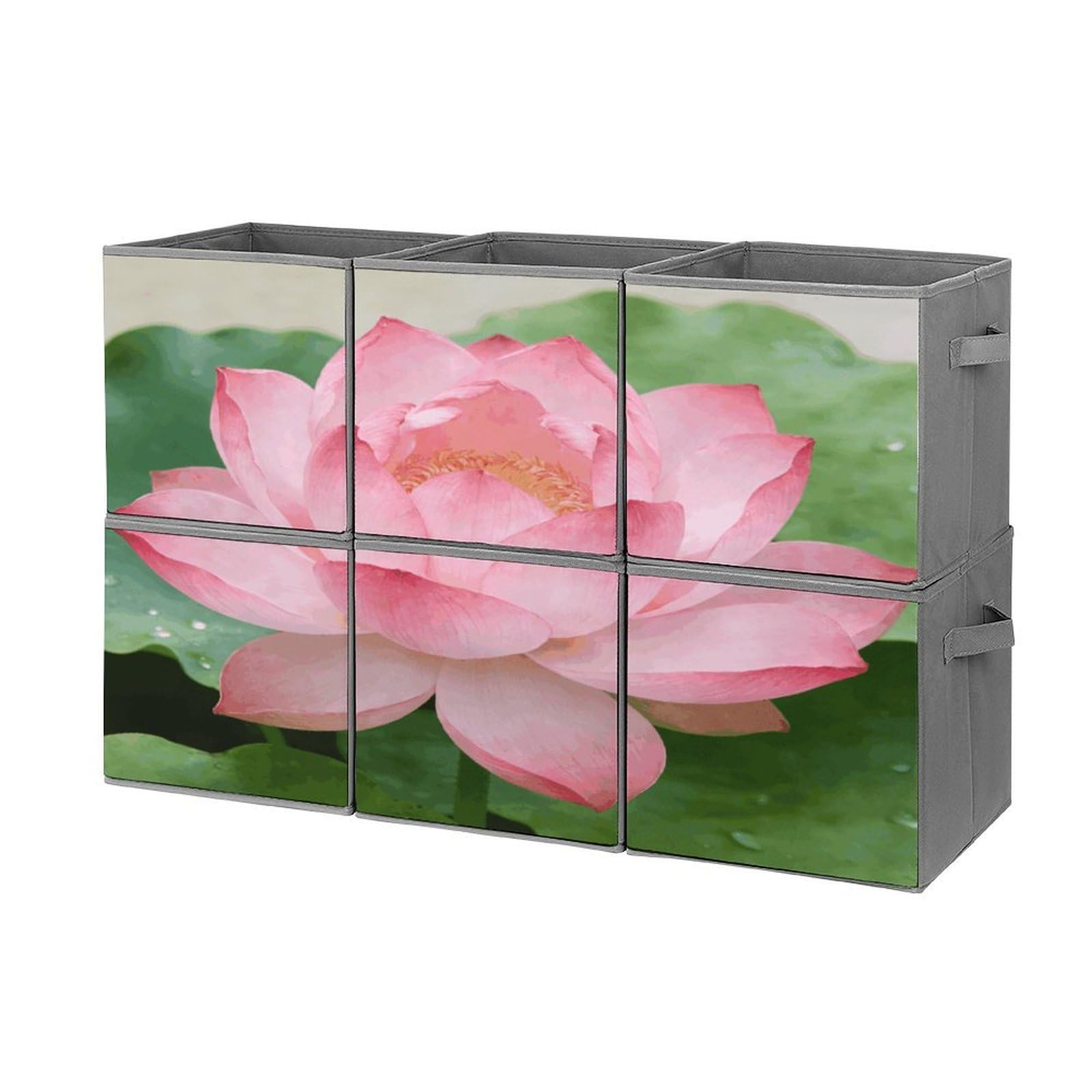 Fodpand Style Displaying Cube Bins With Double Handles,Set Of 6 Cube Organizer, Stackable And Foldable Storage Bins For Organization, Closet, Shelves, Offices