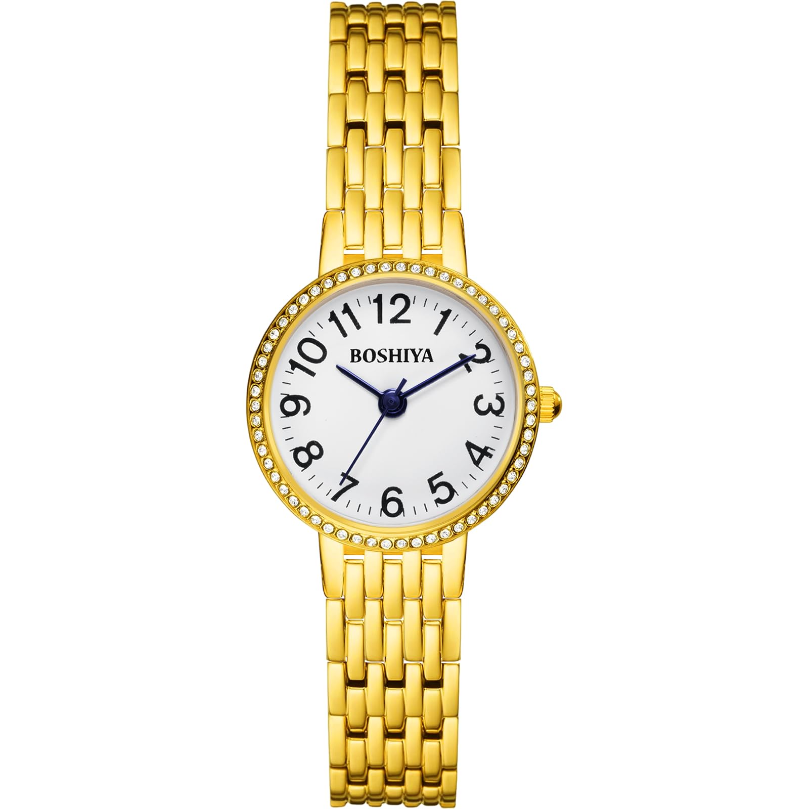 BOSHIYAQuartz Women's Easy Reader 23mm Stainless Steel Expansion Band Watchs for Small Wrist (Gold/Silver)