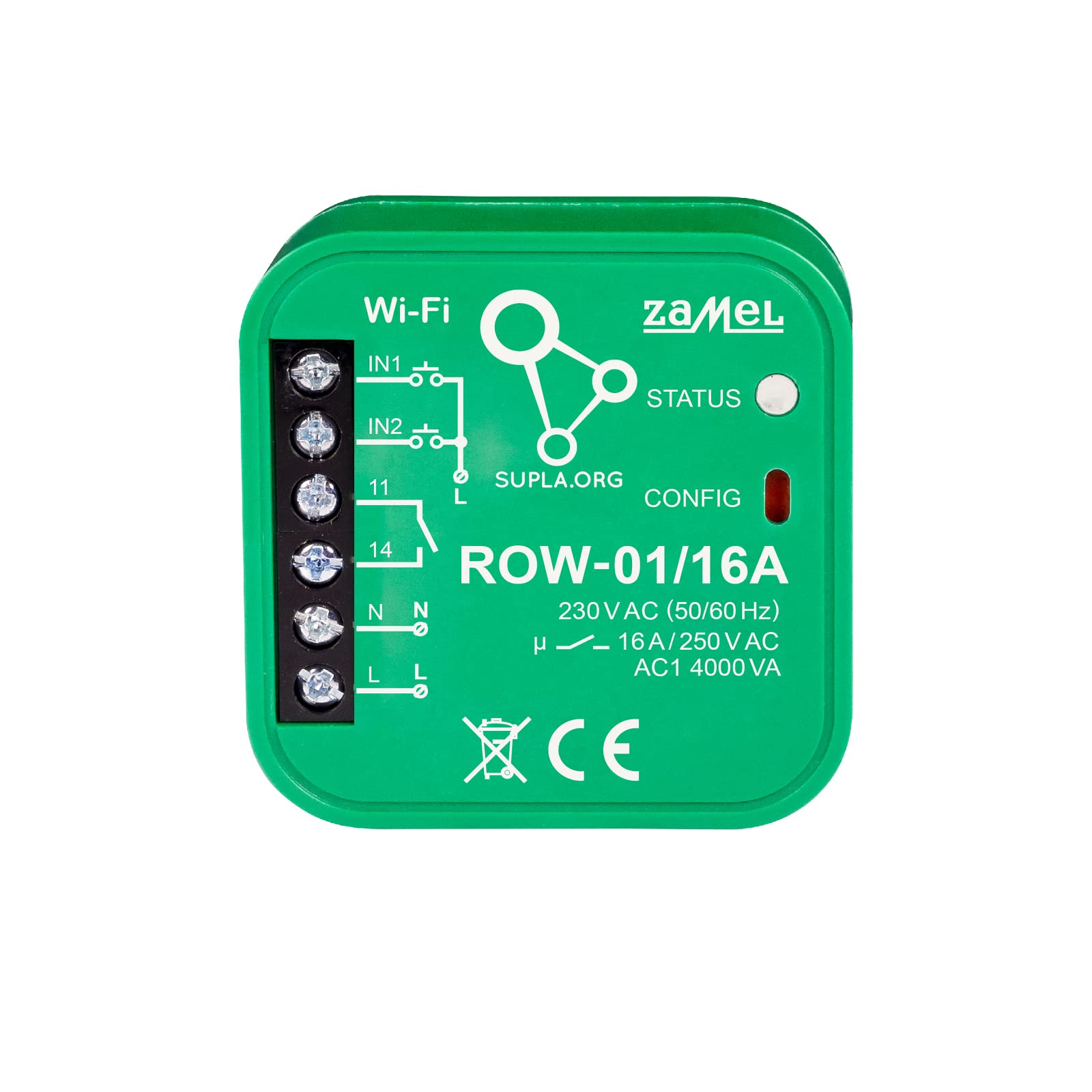 Odbiornik WiFi do dwukierunkowego 1-kanałowego gniazdka ROW-01/16A Supla, Zamel