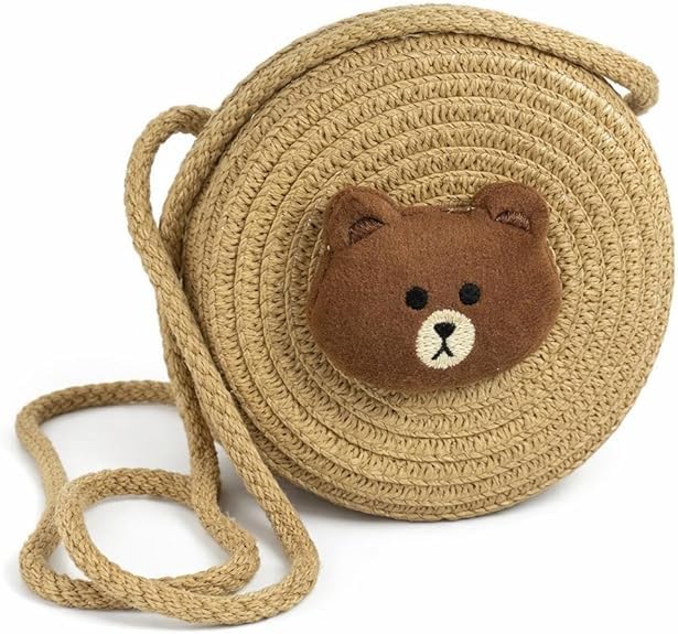 ss dhir Cute Character Straw Sling Bags for Kids & Adults - Round Crossbody Shoulder Bags with Adorable Animal & Cartoon Designs-picture-36