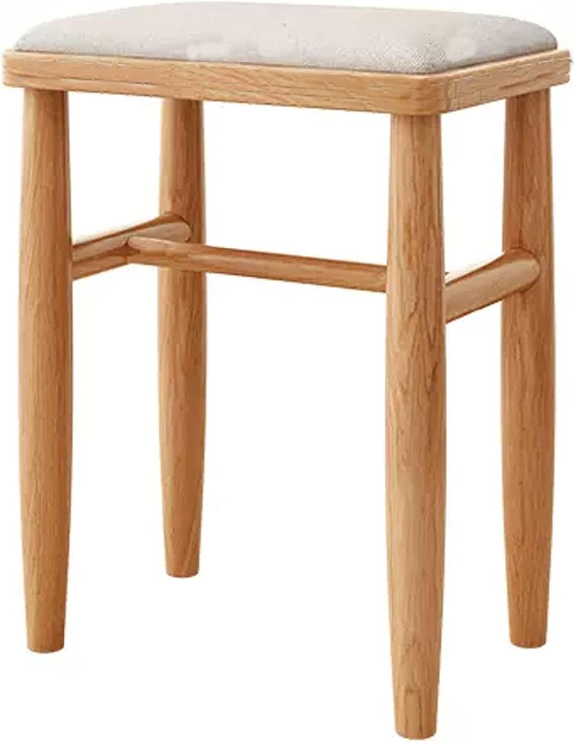 Cotton and Linen Vanity Stool,I-Shaped Makeup Stool with Solid Wood Legs,Padded Bench in Bedroom,Bathroom