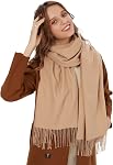 MaaMgic Women's Large Soft Feel Pashmina Shawls Wraps Light Winter Scarf,Ivory-AGA