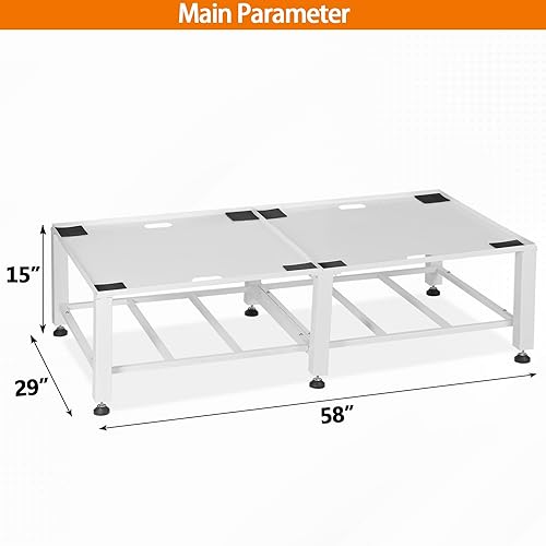 Miniatura 2 de Soporte de pedestal resistente para lavadora y secadora, capacidad de 1400 libras, base de lavadora con marco de acero, ajuste universal, 58 x 29 x