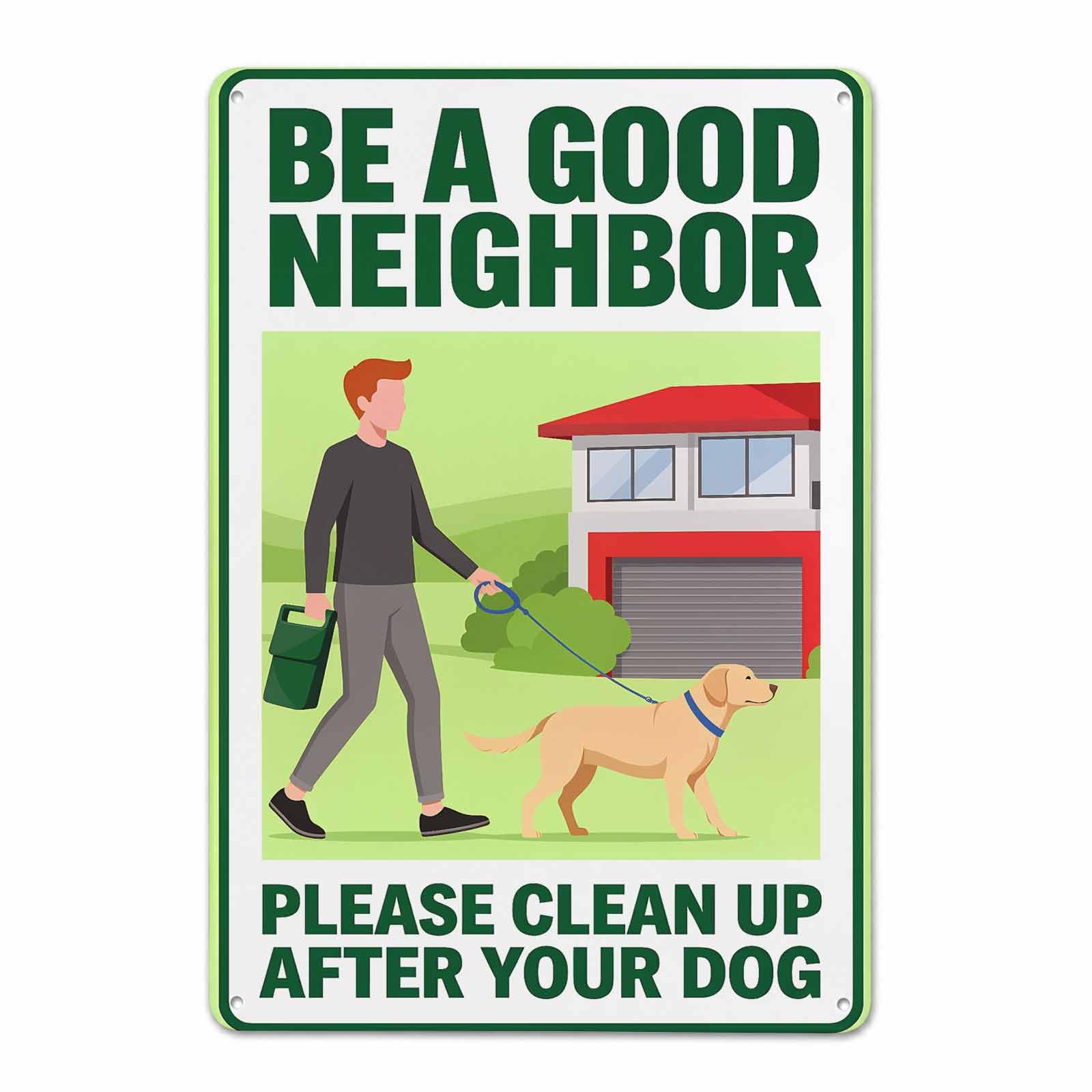 Gsrony Boys Type05 Neighbor Clean Up After Your Dog Vintage Metal Tin Sign 8X12,Waterproof