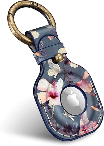 Fintie Funda protectora para AirTag Tracker con llavero, de piel vegana, antipérdida y resistencia a los arañazos, compatible con Apple AirTags 2021
