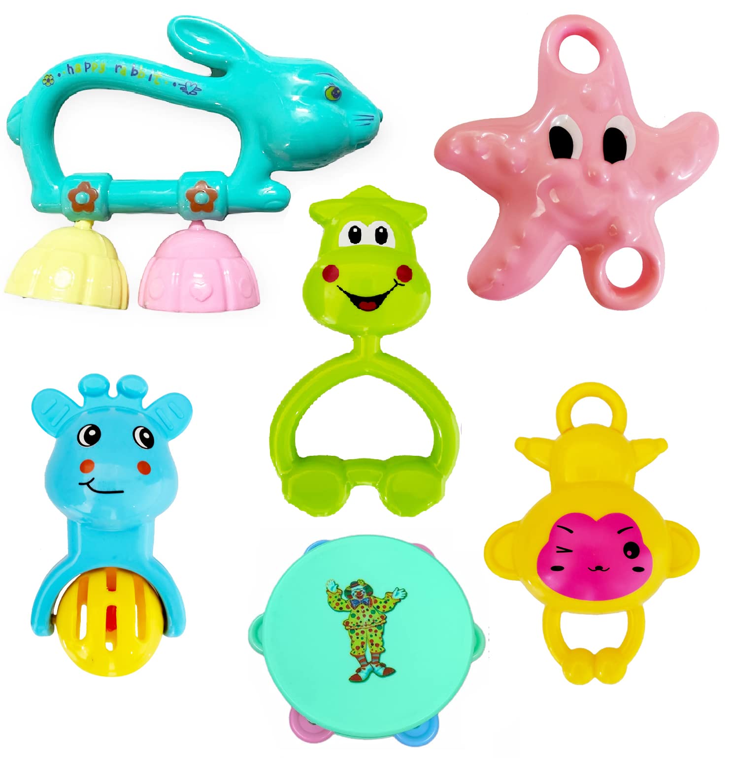 Amitasha 6 Pieces Rattle Toys for Set Toddlers/Babies/Infants/New-Born 0-9 Months, Multicolor