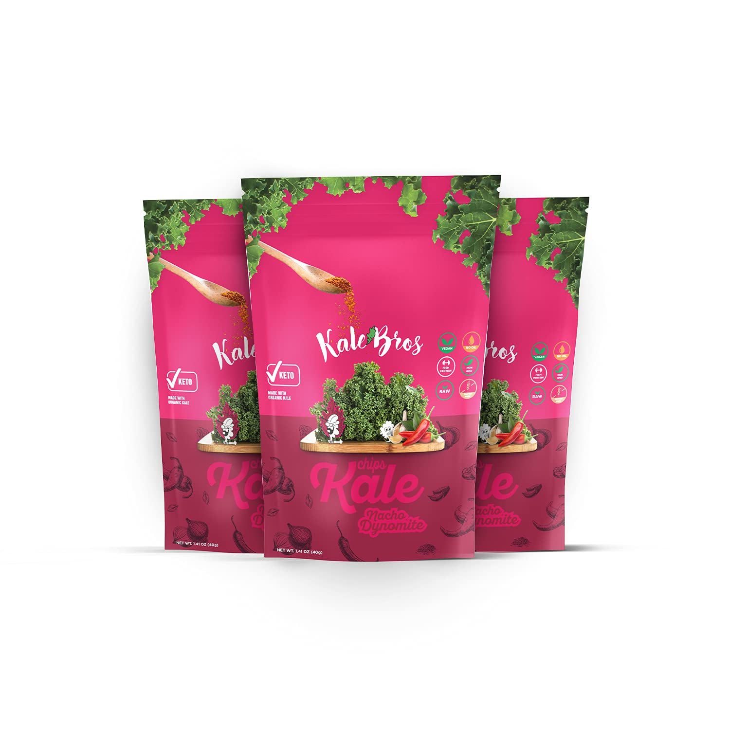 Kale Bros, Kale Chips, Nacho Dynomite, Multi-pack (Pack of 3) Vegan/Gluten-free/Paleo Snack