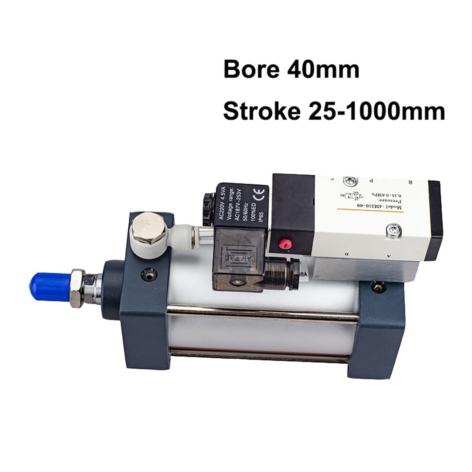 Válvula solenoide neumática estándar SC con orificio de cilindro integrado de 40 mm de carrera de 25 a 1000 mm, juego de cilindros con asiento de válvula de accesorio (SCF40 x 450, AC110V)