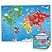 Puzzle carte du monde pour enfants – 75 pièces – Puzzles du monde avec continents – Puzzles géographiques pour enfants âgés de 4–8, 5, 6, 7, 8–10 ans – Atlas du monde – Cartes de puzzle pour enfants