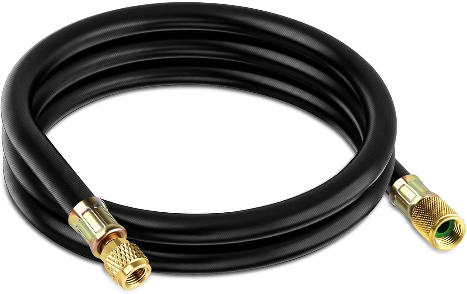 Boltigen 3/8'' ID Vacuum Refrigerant Hose, High Flow Black HVAC Vacuum Pump Hose with 3/8 to 1/4 Flare Fitting, 6 Feet Vacuum Certified Refrigerant Hose for AC/Refrigeration System