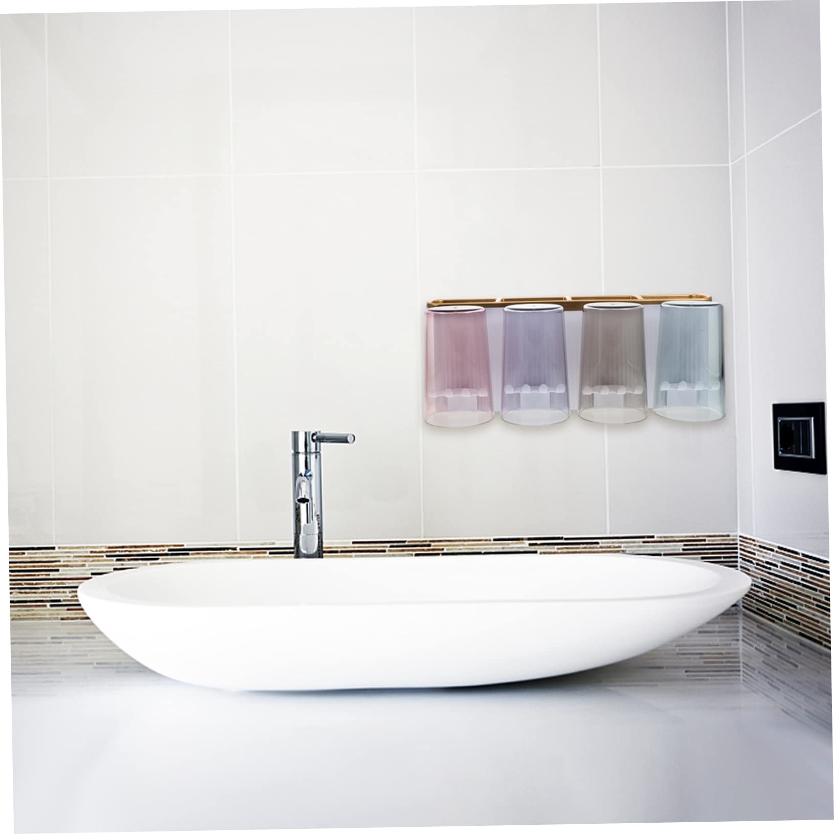 ABOOFAN Porta Spazzolini da Parete Multifunzione in Abs, Installazione senza Fori, Antiruggine, per Bagno e Dormitorio, Bianco, 4 Posti