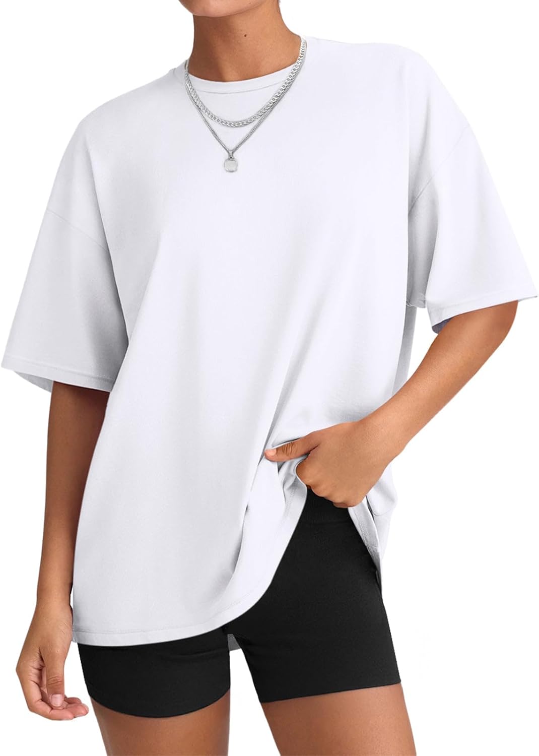 REORIA Womens Oversized Summer T Shirt Short Sleeve Crewneck Workout Top Plus Size Casual Tee 2025 - Image 2