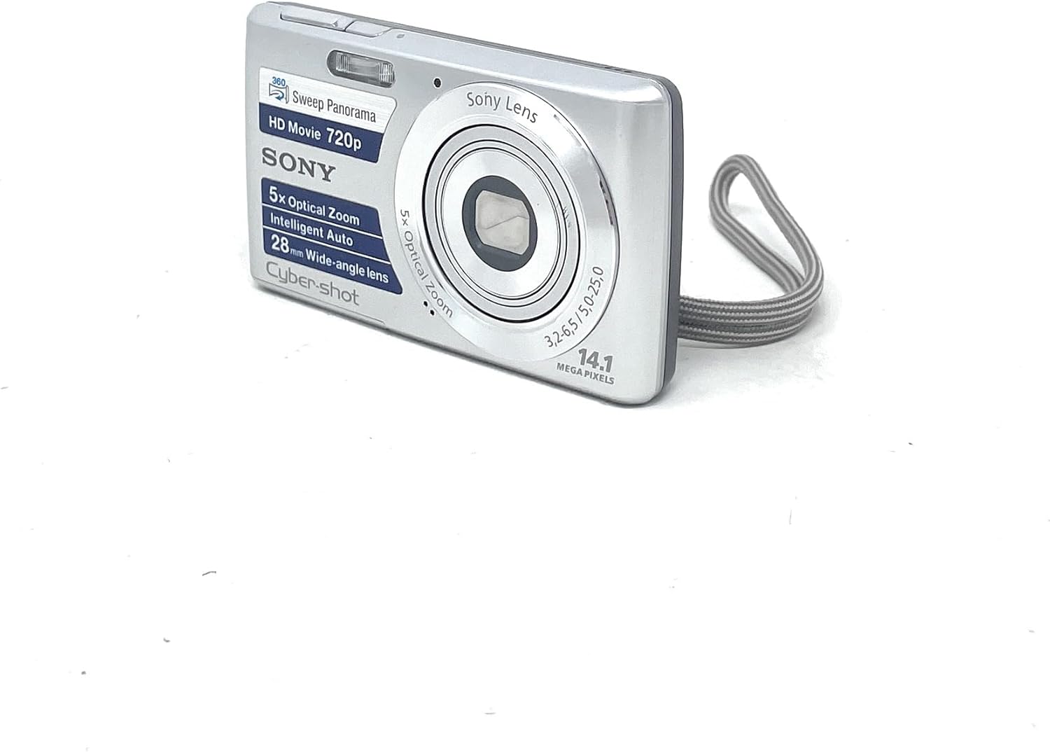 Davant view of the Sony Cyber-shot DSC-W620 digital camera, silver color, showing the lens, flash, and branding.