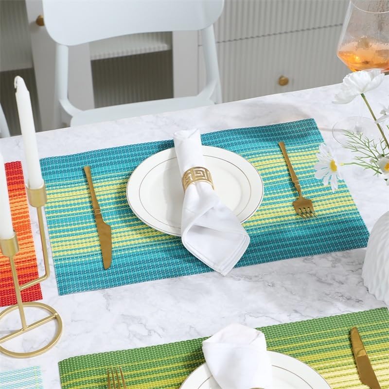 Tovagliette in tessuto termoisolato – Tappetini decorativi a righe per sala da pranzo, sottobicchieri da scrivania, protezione per il tavolo, antiscivolo, facili da pulire, accessori da cucina