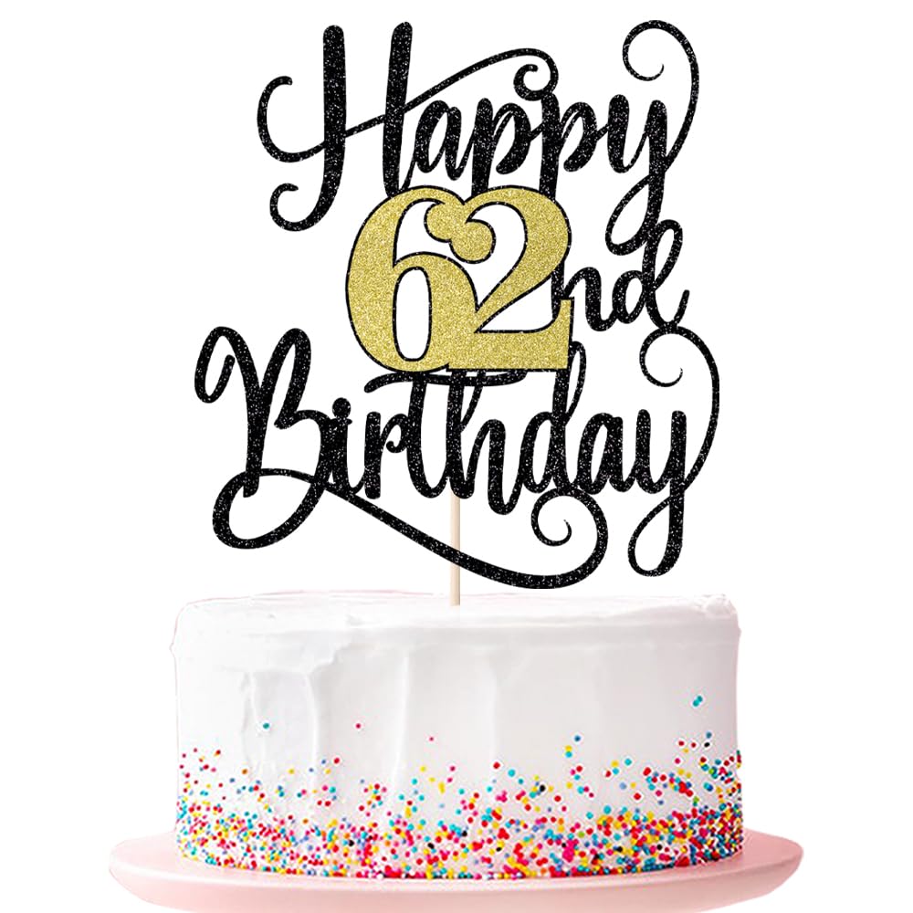 Ruscalin happy 62nd birthday cake topper,62 birthday party cake decorations