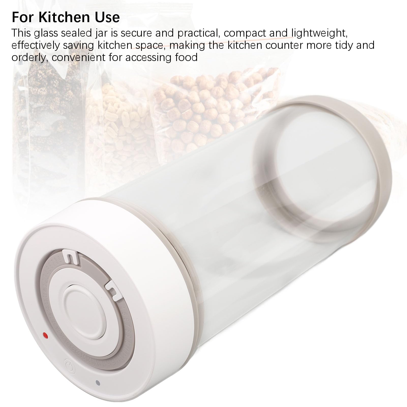 Naroote Boîte à Vide électrique, Batterie 500mAh, Récipient en Verre fermé, Fruits Secs, Noix, Utilisation Multifonctionnelle (1350ml)