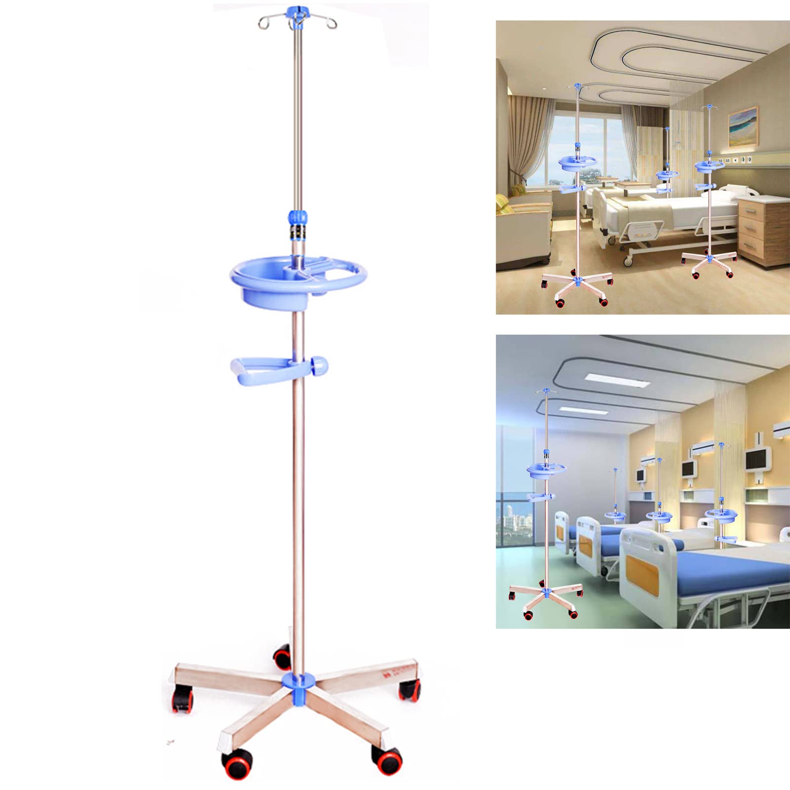 IV Pole IV Stand Poles Support de perfusion portable Support de perfusion médical Support de perfusion portable rétractable Support de perfusion pliable avec roues réglables en hauteur 110-200 cm po