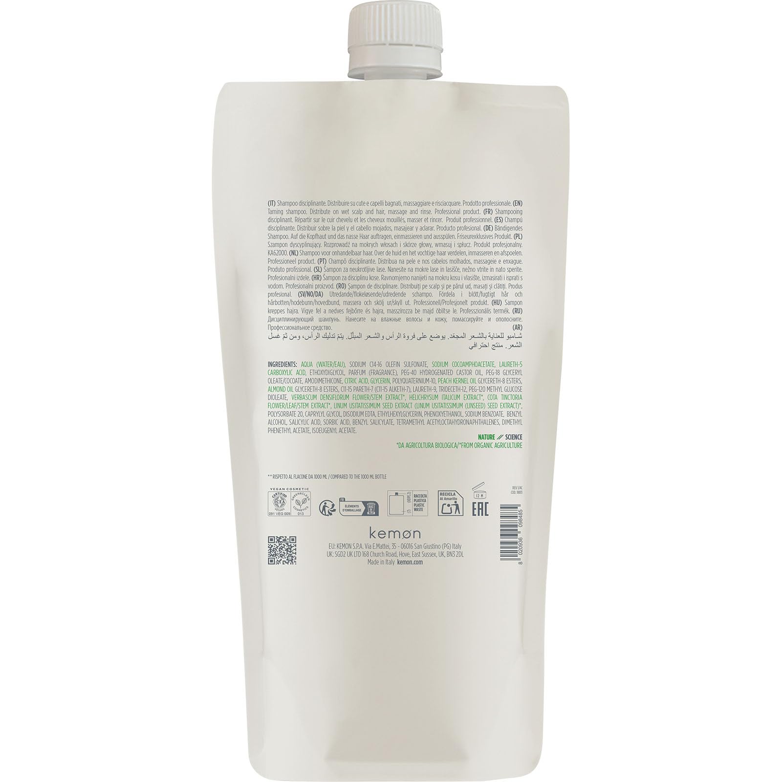Actyva - Disciplina Shampoo, feuchtigkeitsspendend und entwirrend für krauses Haar, mit Hyaluronsäure und Mandelöl, Seideneffekt - 1000 ml