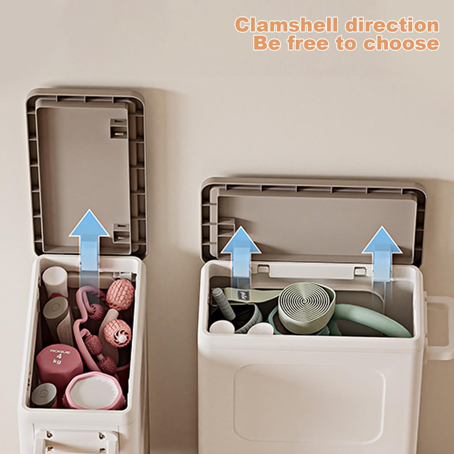 Garvee Cesta grande plegable para la ropa sucia de 123 litros con tapa y ruedas bloqueables, cesta de plástico para ropa sucia sin instalación, contenedor de almacenamiento rodante para el hogar