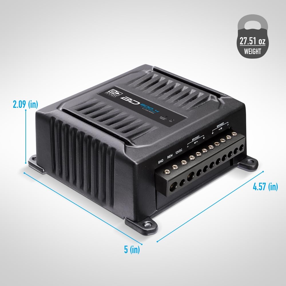 Banda Audioparts BD800.42OHM 800 W 4-kanałowy 2 omy pełny zakres samochodowy wzmacniacz audio 4 x 200 W Rms 4 omy mostkowany - czarny