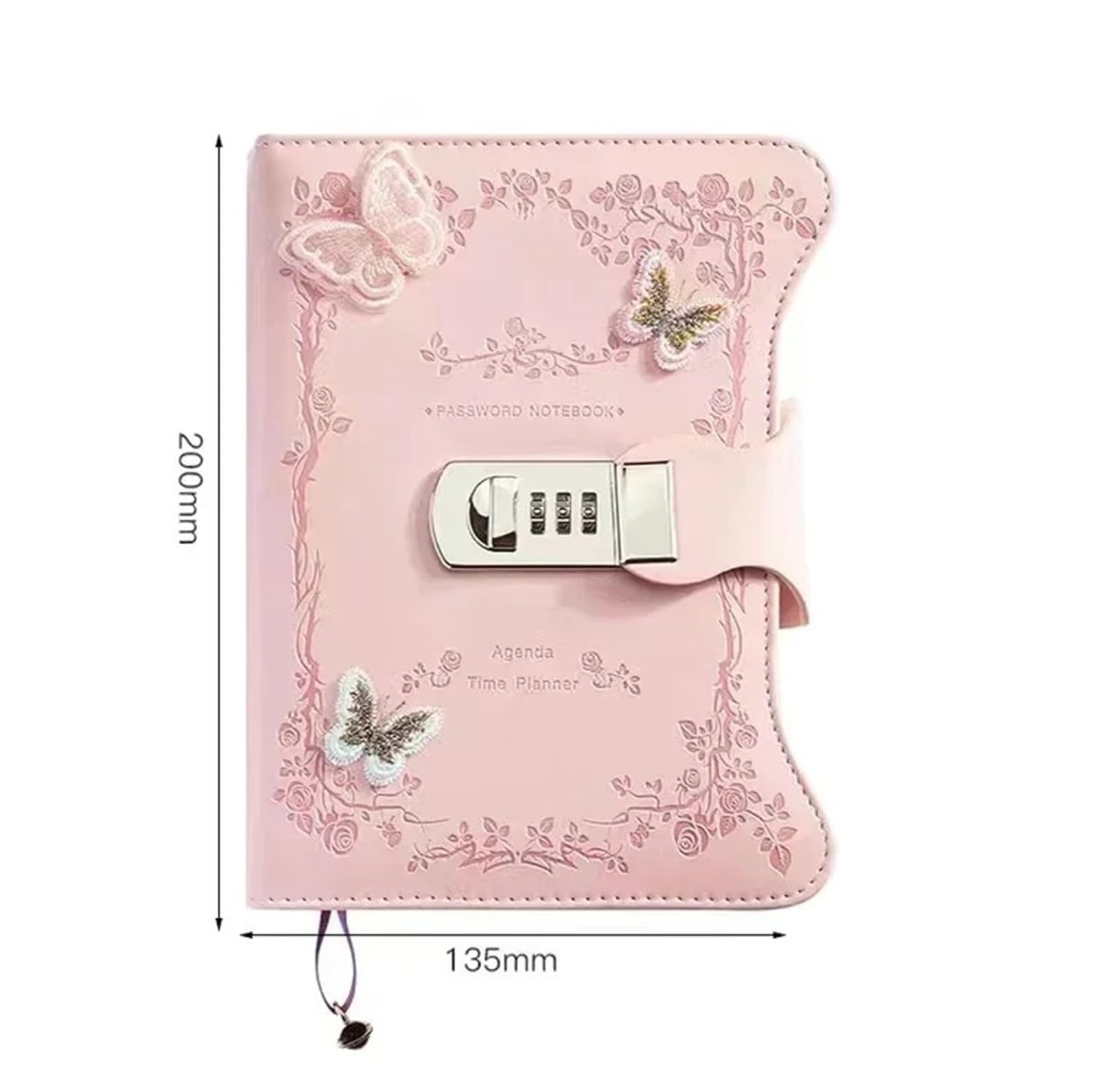 Tagebuch Mit Schloss A5 Retro Passwort Notebook mit Schloss Zeitschriften Verdicken Hand Ledger Handbuch Student Notizblock Tagebuch Bindemittel Schreibwaren(Pink2)