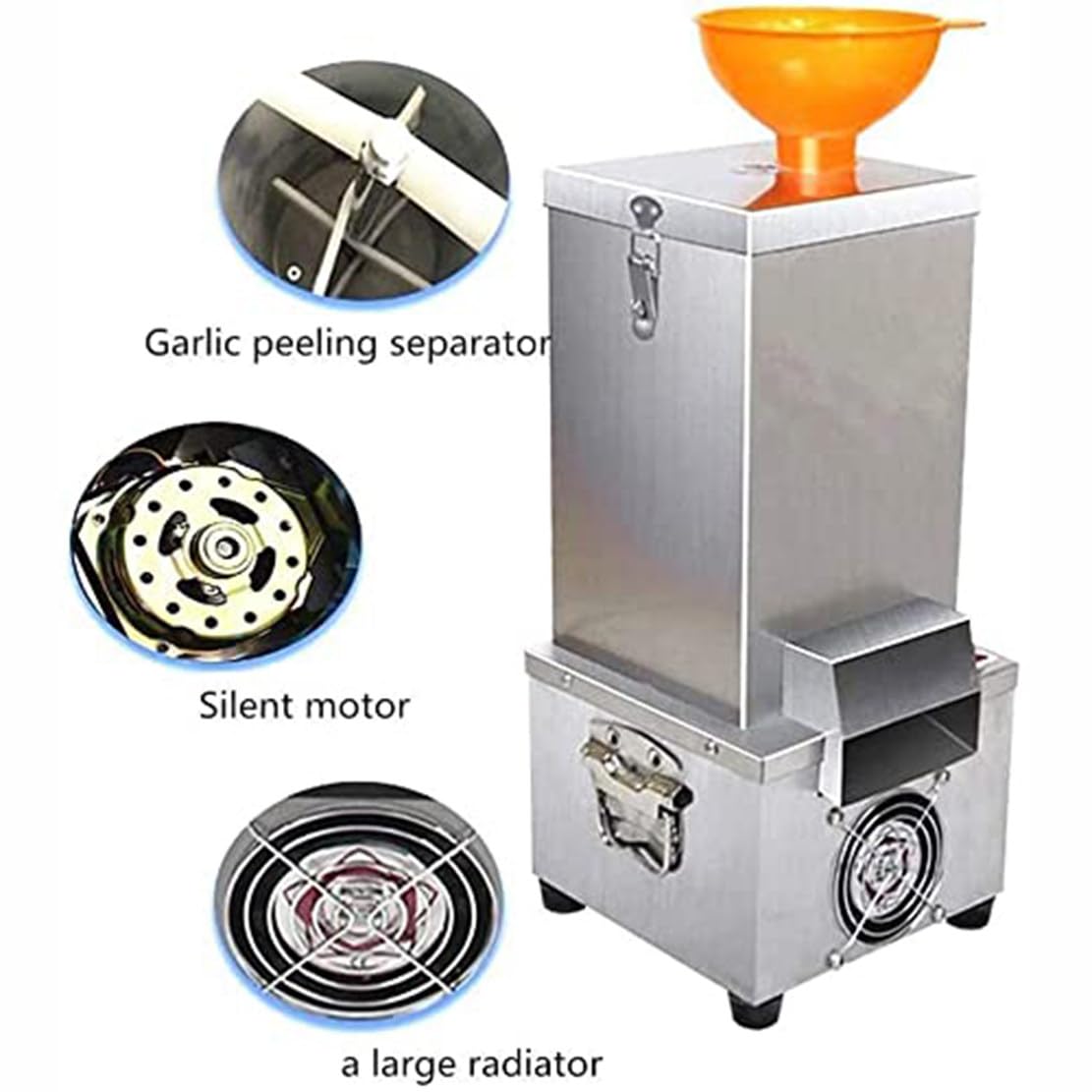 FAXIOAWA Peladora de ajos, Separador de ajos eléctrico de 200 W, Pelador de ajos Comercial, Pelador de ajos Enteros de 25 kg/h para Restaurante, Acero Inoxidable, Fuerte y Comercial