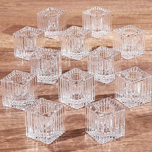 12 Stück Kerzenhalter Stabkerze Glas, Kerzenständer Transparent Kerzenhalter Klarglas für Teelichter Kerzen Weihnachten Heimat Dekoration Cover
