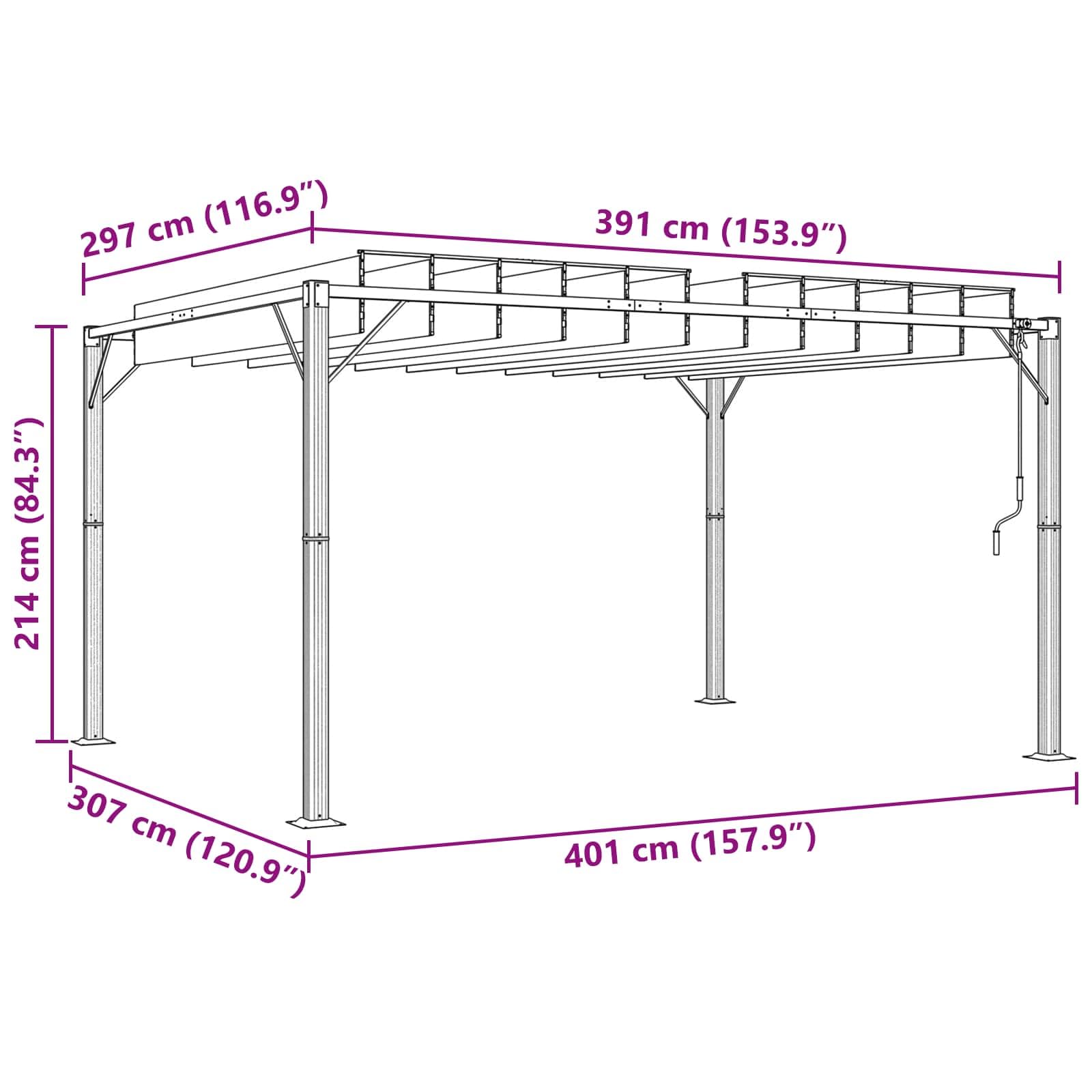 Altana Aluminiowa 3 x 4 x 2,14 m Zielona | Ruchomy Dach z Lamelami, Tkanina Poliestrowa z Powłoką PA, Na Taras i Ogród