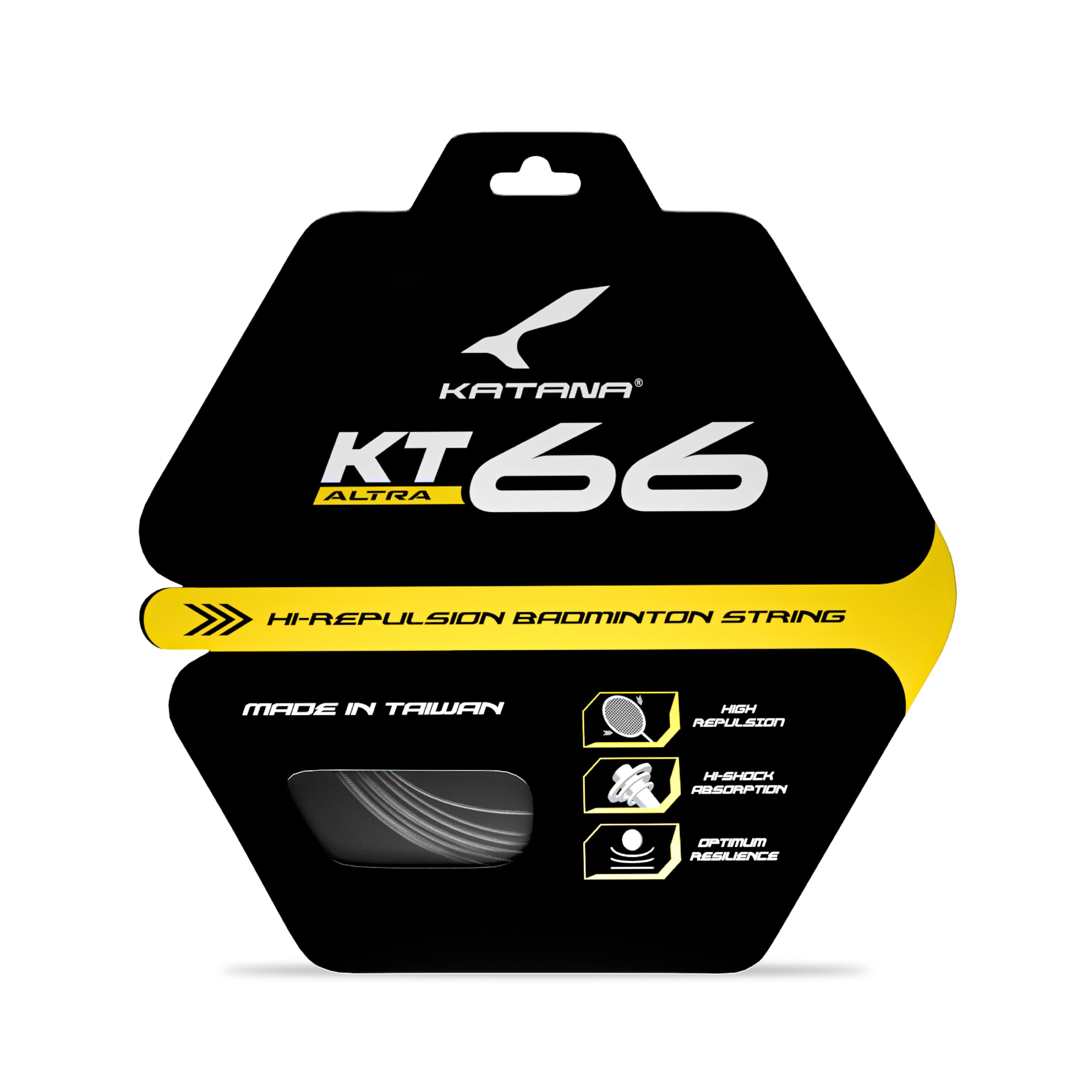 Katana KT-66 Strings 0.66mm | Durability High | High Repulsion Badminton Strings | Available in 5 Different Color (Pack of 2) Black-picture-20
