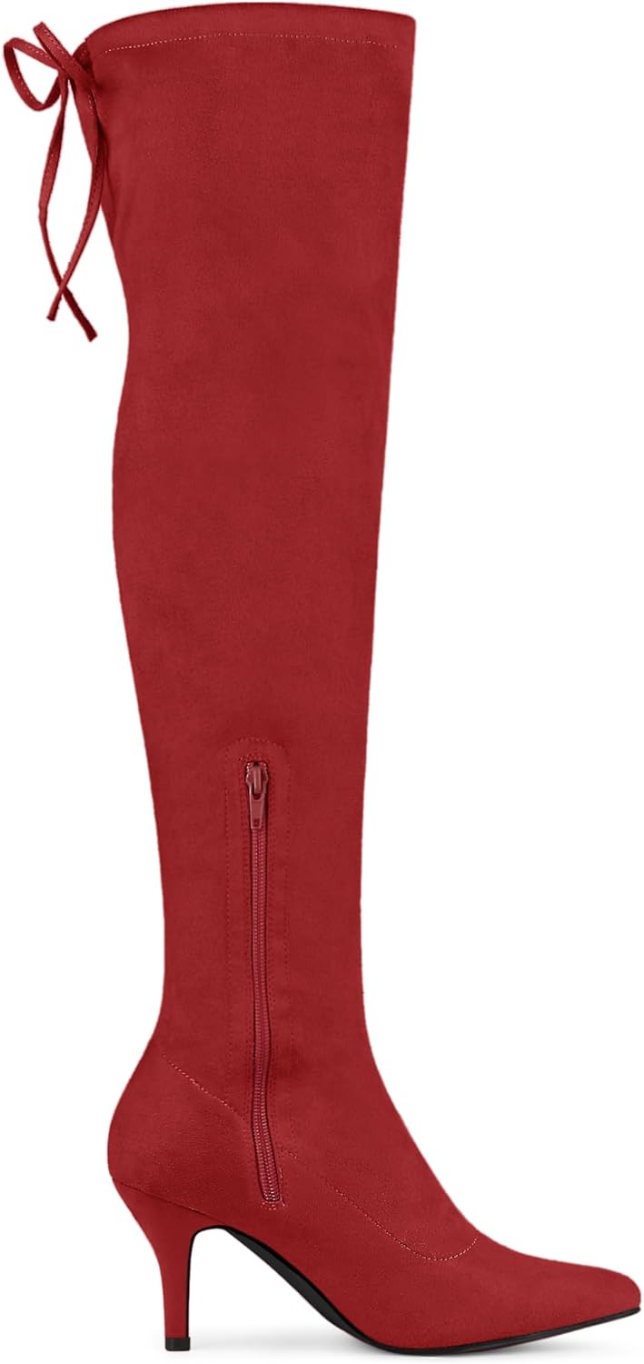 Allegra K Women's Round Toe Chunky Heel Over the Knee High Boots - Image 6