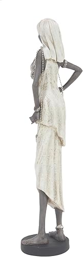 Miniatura 3 de Deco 79 Polystone - Escultura decorativa hecha a mano para mujer, estatuas africanas de decoración del hogar con detalles intrincados de joyas,