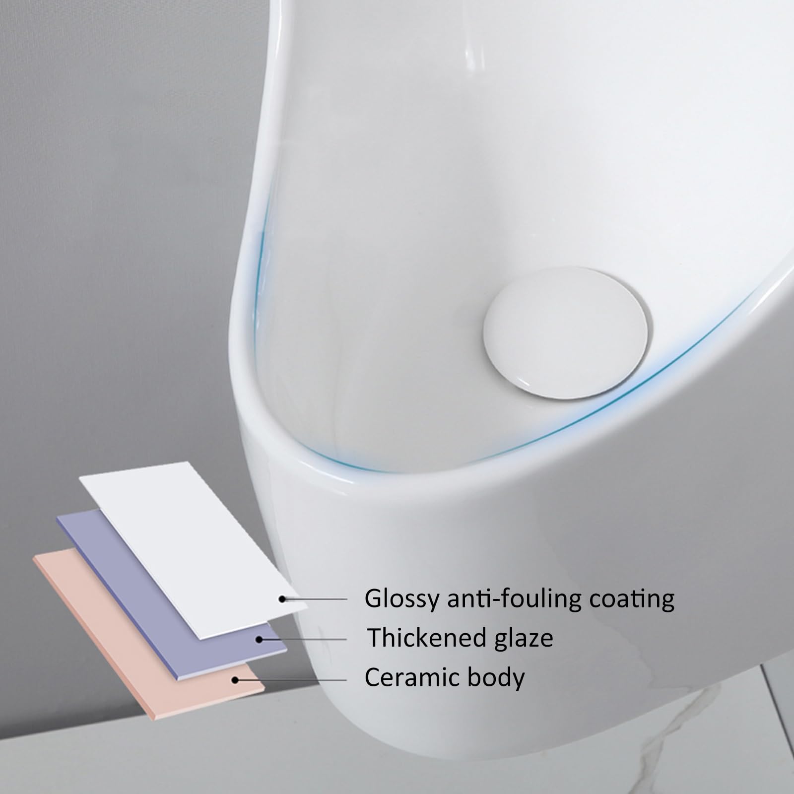 Jcgly Orinatoio Angolare per Bagni Piccoli, in Ceramica Bianca con Lavandino e Rubinetto, Orinatoi Triangolari per Uomo