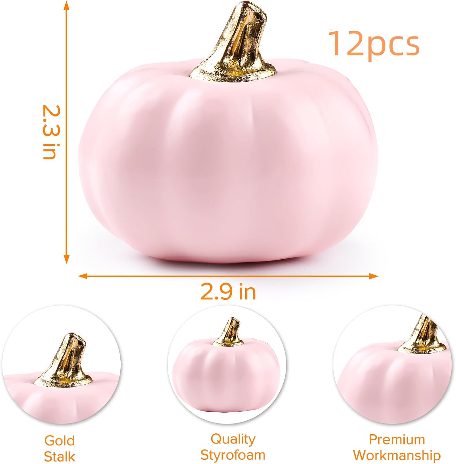 Artificial Pumpkins Bulk Vintage Pink Pumpkin Harvest Lifelike Pumpkin Fake Foam Pumpkin for Fall Autumn Halloween Home Party Supply Thanksgiving