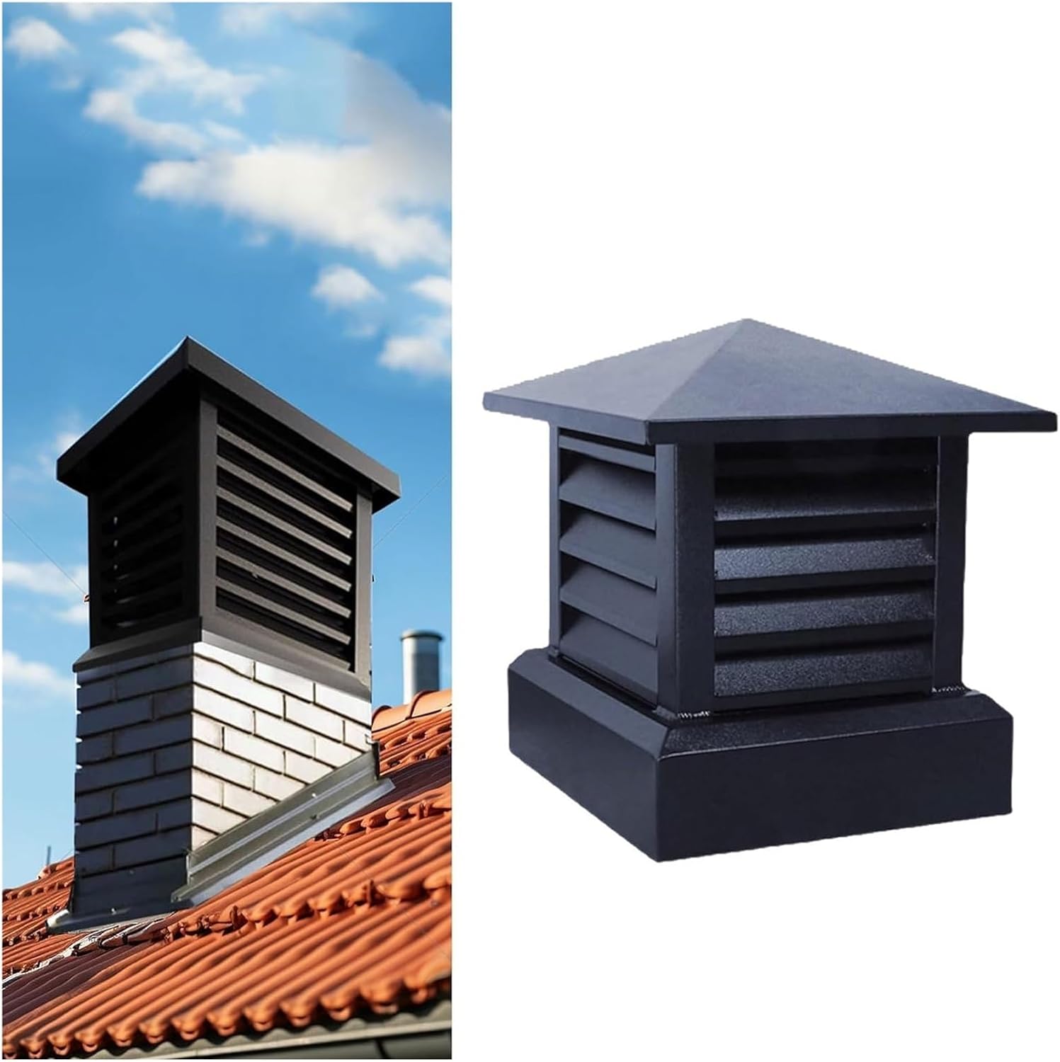 Chimney Caps for Outside Cover Villa Chimney Cowl Cap, Ventilation and Airflow Suitable for Fireplaces and Roof Vents(55x55cm/21.65x21.65in)