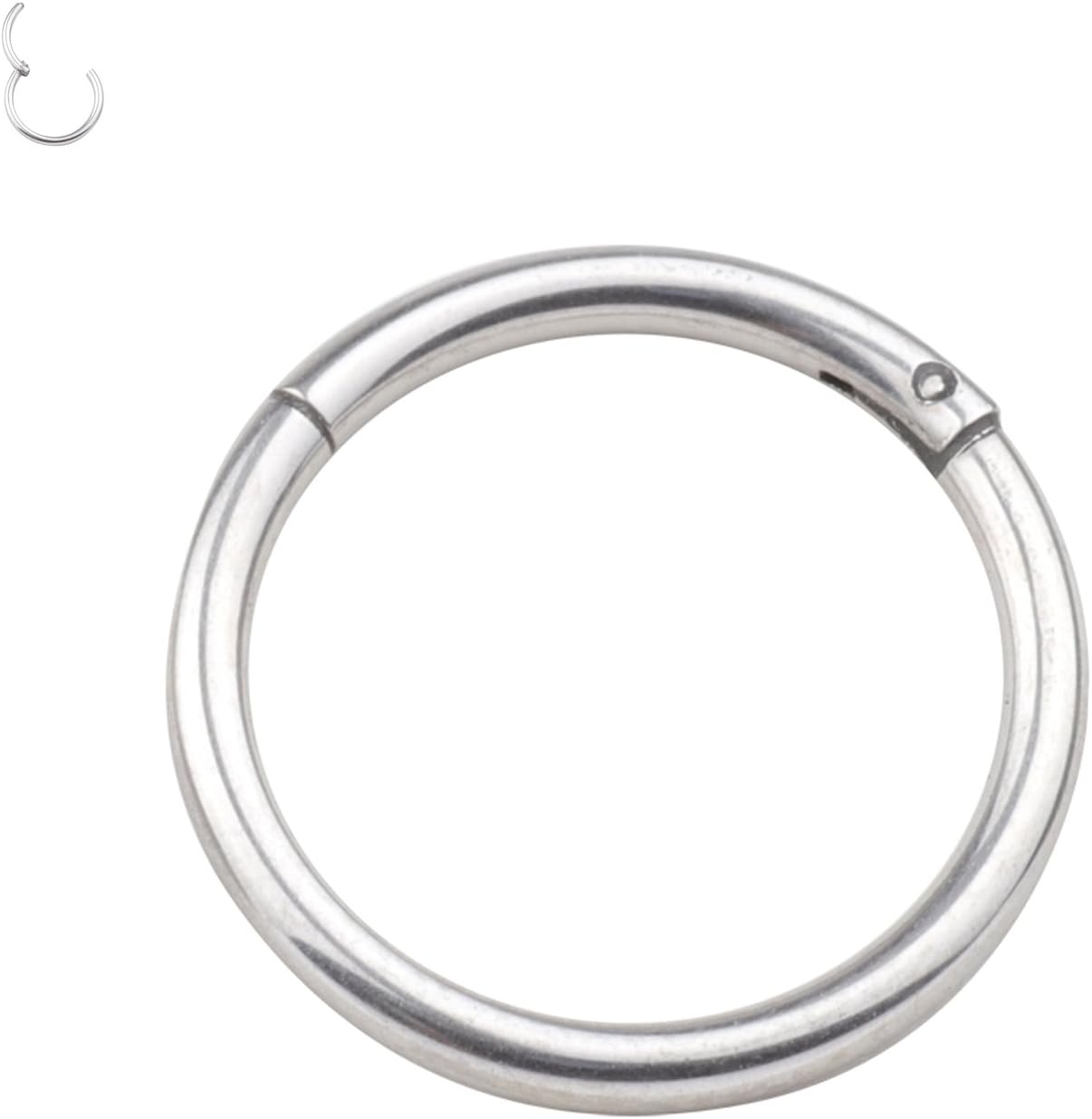 Rimi Jewelry 16G Unisex Stainless Steel Steel Nose Hoop Ring Earring Hinged Clicker Seamless Segment Helix Daith Cartilage Lip Piercing 8mm