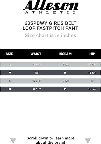 Miniatura 6 de Alleson Athletic Girls' Athletic Fast Pitch Softball Belt Loop Pants