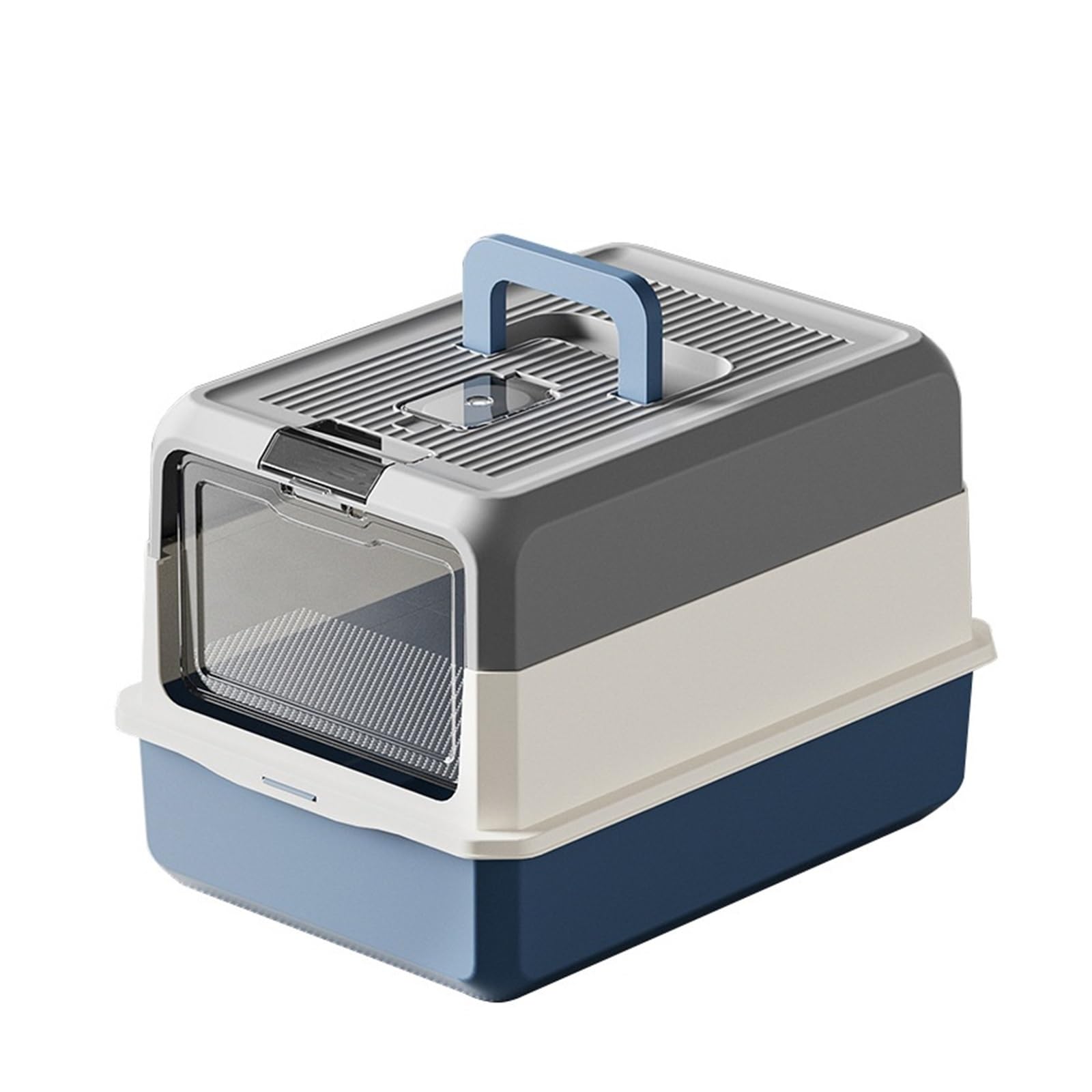 Caja de Arena for Gatos Cerrada Grande, Bandeja de Arena antisalpicaduras extraíble con Cuchara for Mascotas, fácil de Limpiar(BLU)