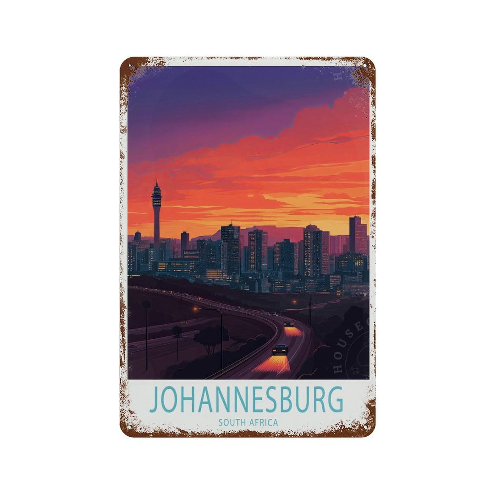 xiaoxiaoshen Johannesburg South Africa Travel Personalised Gifts Wall Decor Art Metal Tin Poster Modern Home Decor Art Home Bar Shop Decorations Vintage Sign 30x20cm