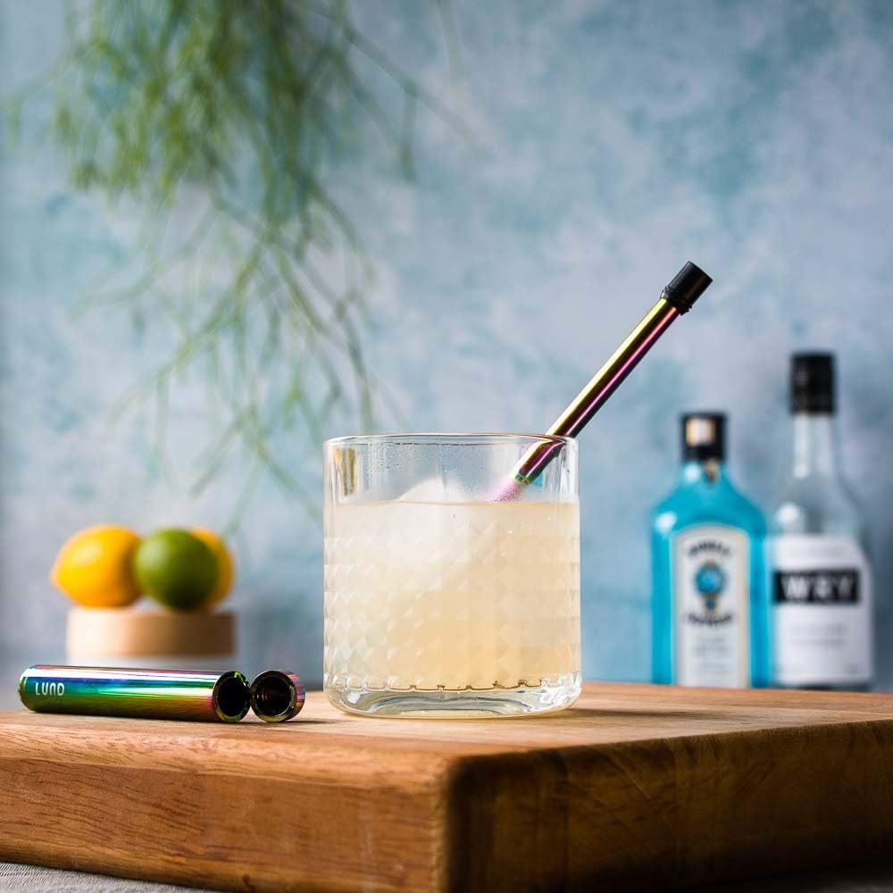 Reusable Straw with case - Metal Straw for Life - Collapsible Straw for All Occasions - Oil Slick by Lund London