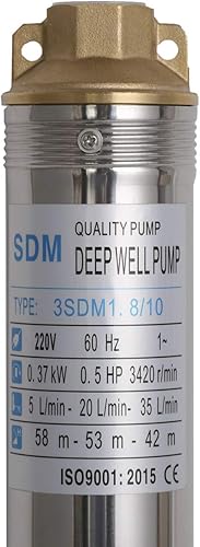 Miniatura 3 de Bombas sumergibles 3 "OD Pipe 220-240V60HZ 0.37KW 0.5HP Acero inoxidable 1" Salida Bomba sumergible de pozo profundo Bomba de pozo profundo con caja