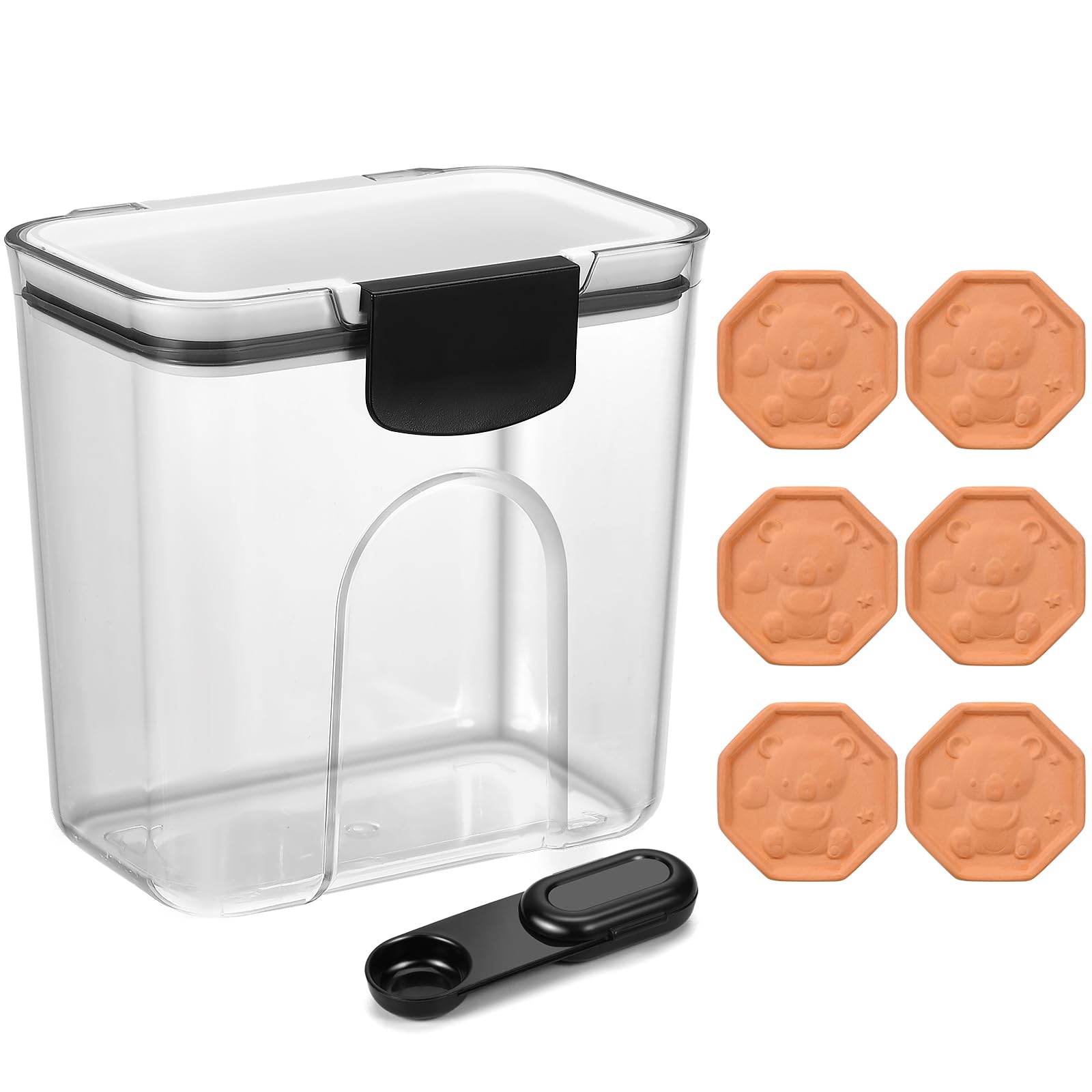 MOJIEZUO6 Pack Brown Sugar Keeper Bear Design Brown Sugar Saver Softener Disc, Airtight Storage Container with Lid Food Storage Containers, Slip-to-Scoop for Sugar Dusting, Reusable and Food Safe