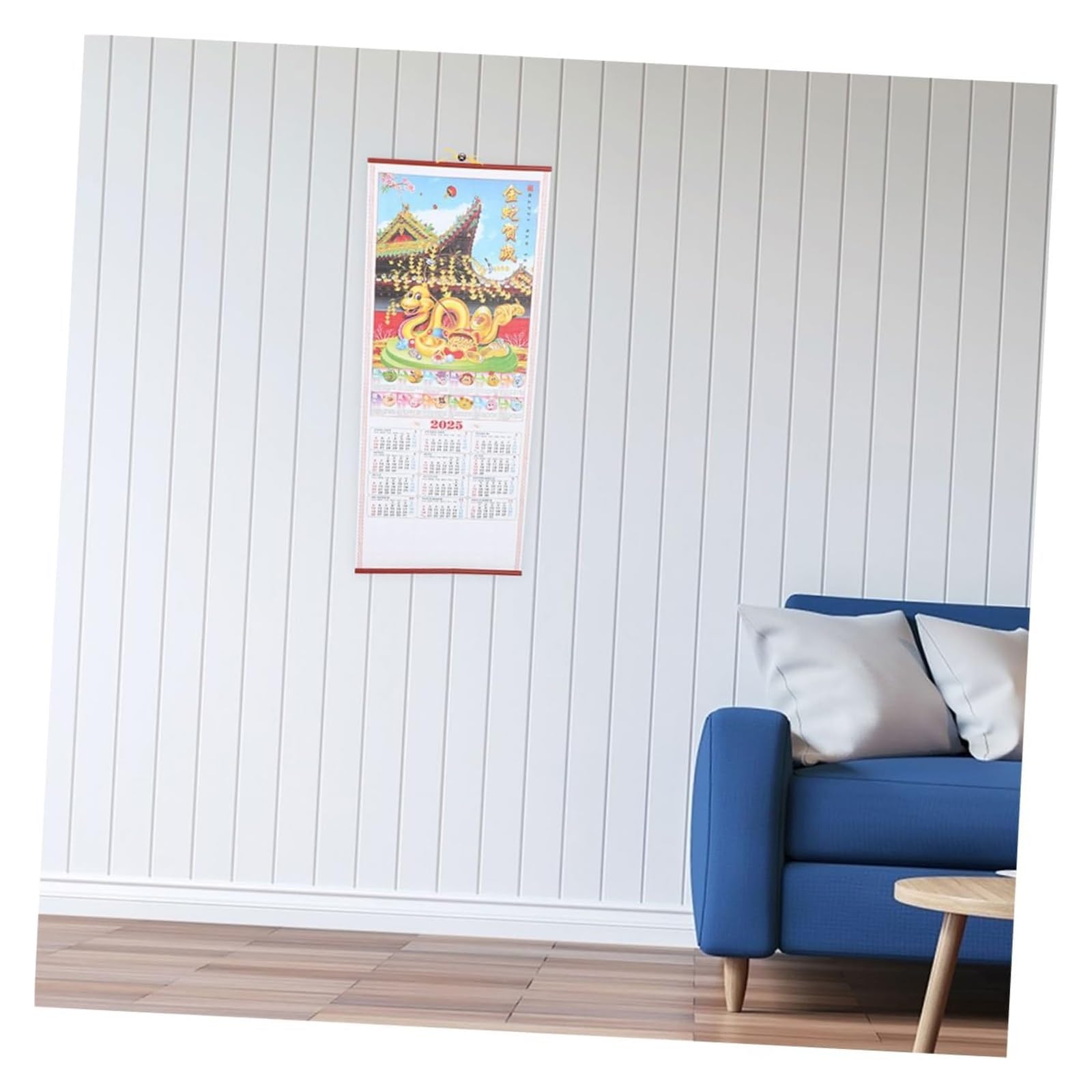 Tischkalender, Tischkalender 2025, 1 Set, Rattan-Kalender, Feng Shui, Hängekalender, Jahr, Schlangen-Wandkalender, chinesische Wandrolle