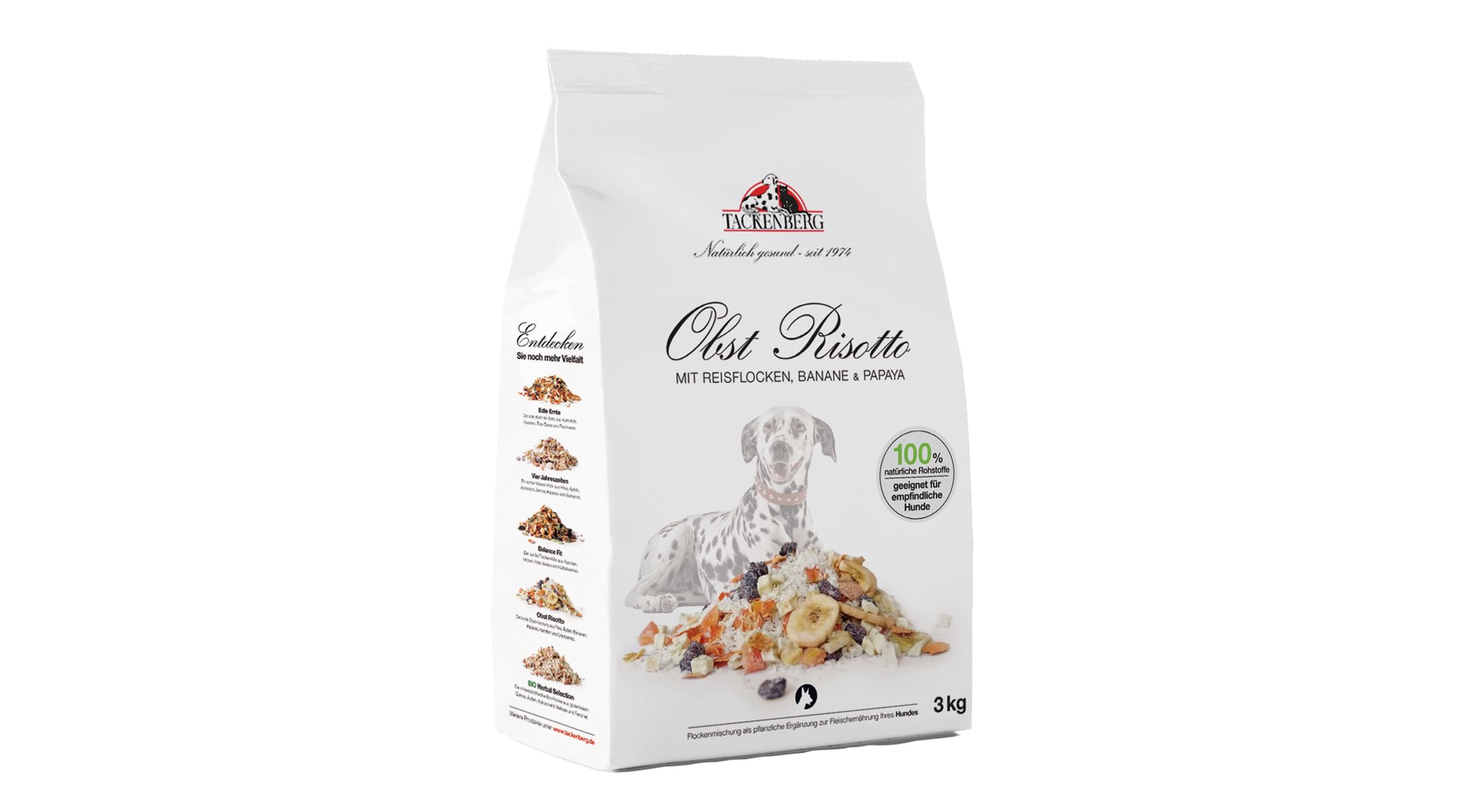 Tackenberg Obst Risotto – Gesunder Barf Flockenmix für Hunde (auch für Welpen), 3000 g