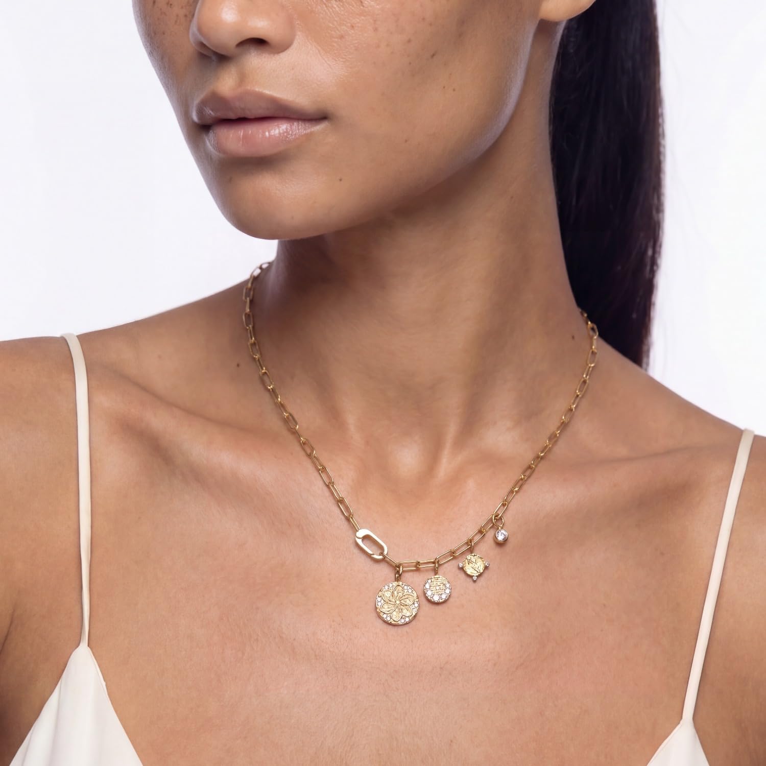 Purelei Aloha Gliederkette mit 4 Anhängern, 14K vergoldet