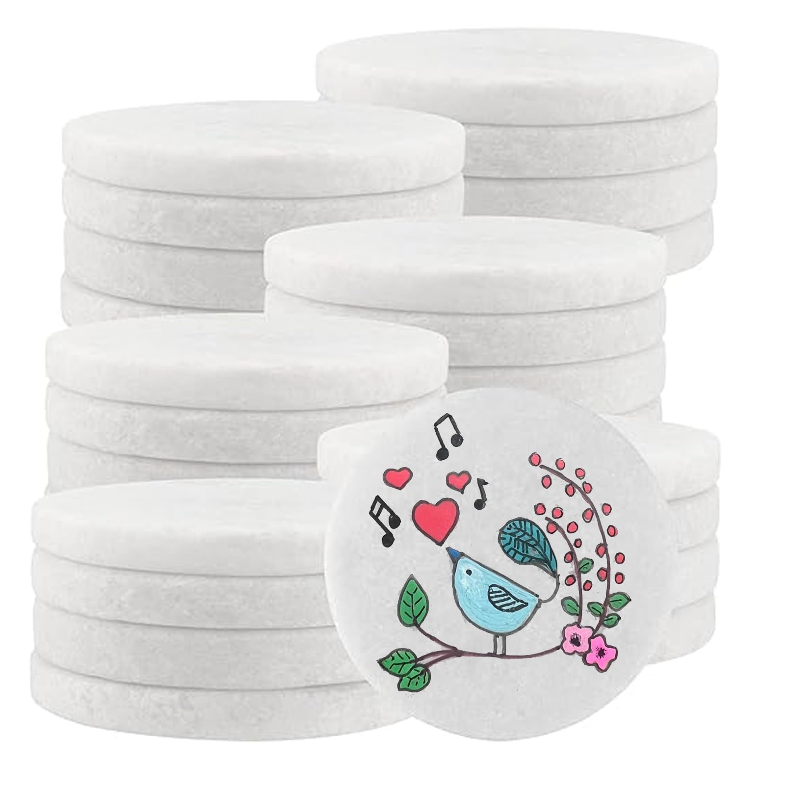 MOUYAT 25 pietre rotonde bianche da 6,3 cm per pittura, grandi pietre piatte spesse 8 mm, ciottoli lisci per dipingere mandala e gentilezza rocce, artigianato arti rupestri