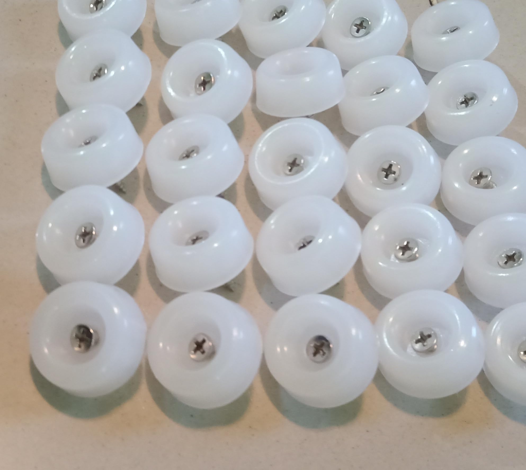 Plastic Buffer/Bush/Pad/End Cap with self Taping Steel Screws Bush/Buffer Size 1'' Inch Suitable for Wooden Furniture Base Protection Available in White Color (Pack of 25 Pcs)
